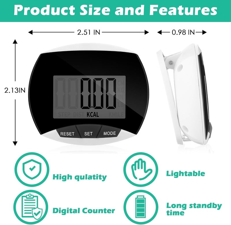 Copkim 6 Pcs Simple Pedometer for Walking Bulk LCD Step Counter with Calories Burned Portable Step Tracker for Women Seniors Jogging Hiking Running Walking, 6 Colors - Image 2